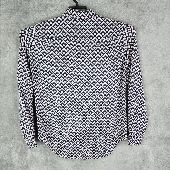 Womens Ann Taylor LOFT Geometric Print Blouse Top Button Up Polyester Size S - Picture 5 of 8
